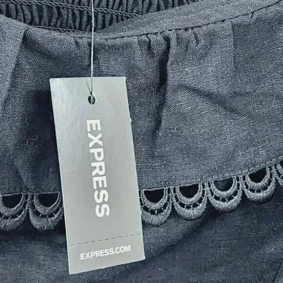 NWT Express Off Shoulder short sleeve Ruffle Crop Top L - Picture 4 of 7